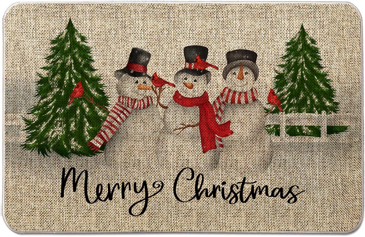 Linfevisi Merry Christmas Snowman Door Mats for Front Door