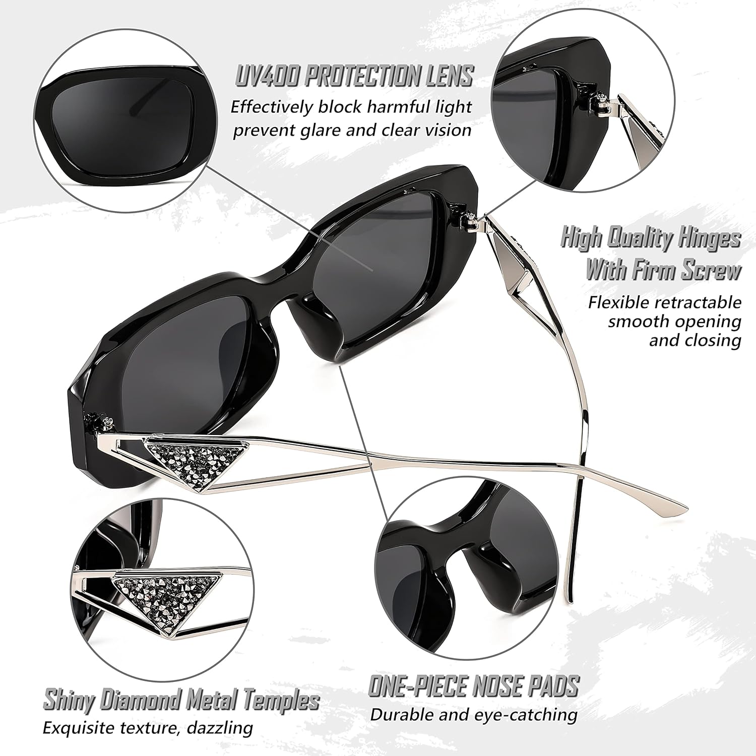 FEISEDY Retro Rectangle Sunglasses for Women Trendy Small Square Sunglasses 90s Vintage Shades B2968 - Image 6