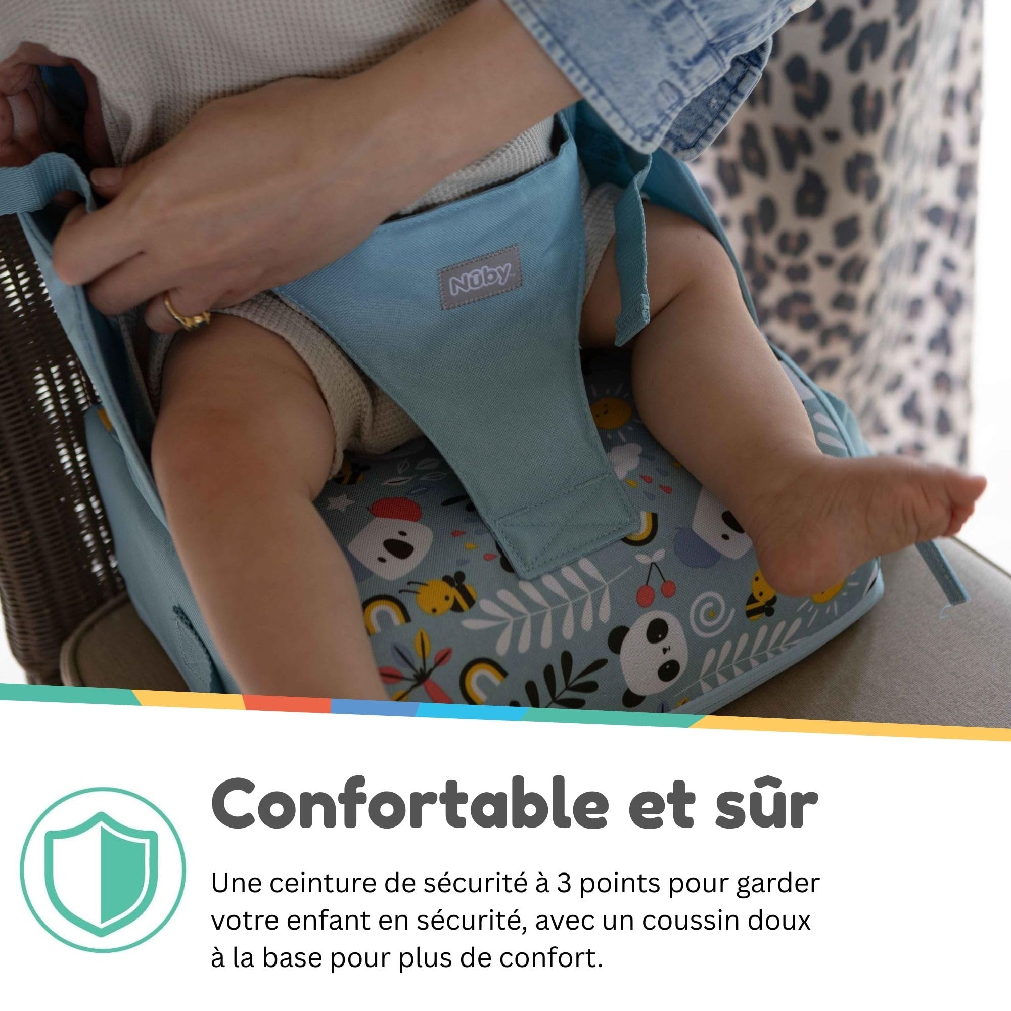 Nuby Siège Réhausseur Bébé/Enfants Portable | Pliable en Sac Compact avec Pochette de Rangement | Imperméable | Housse Amovible | Idéal pour les Repas à la Maison et en Voyage | 6+ Mois