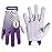 HANDLANDY Youth Football Gloves, Sticky Wide Receiver Gloves for Kids, White and Gold Stretch Fit Football Glove (White and Purple, Medium)