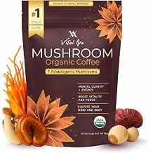 Organic Mushroom Coffee Blend w/Lions Mane & 7 Adaptogens | Better Energy, Focus, Immunity & Gut Health - Instant Coffee Blend with Cordyceps, Reishi & More - 30 Servings