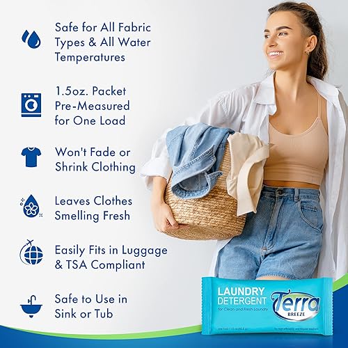 Miniatura 4 de Detergente para ropa de viaje y jabón para platos | Terra Breeze 1-Shoppe Amenities Kit | Jabón de lavandería, jabón para platos | 90 piezas