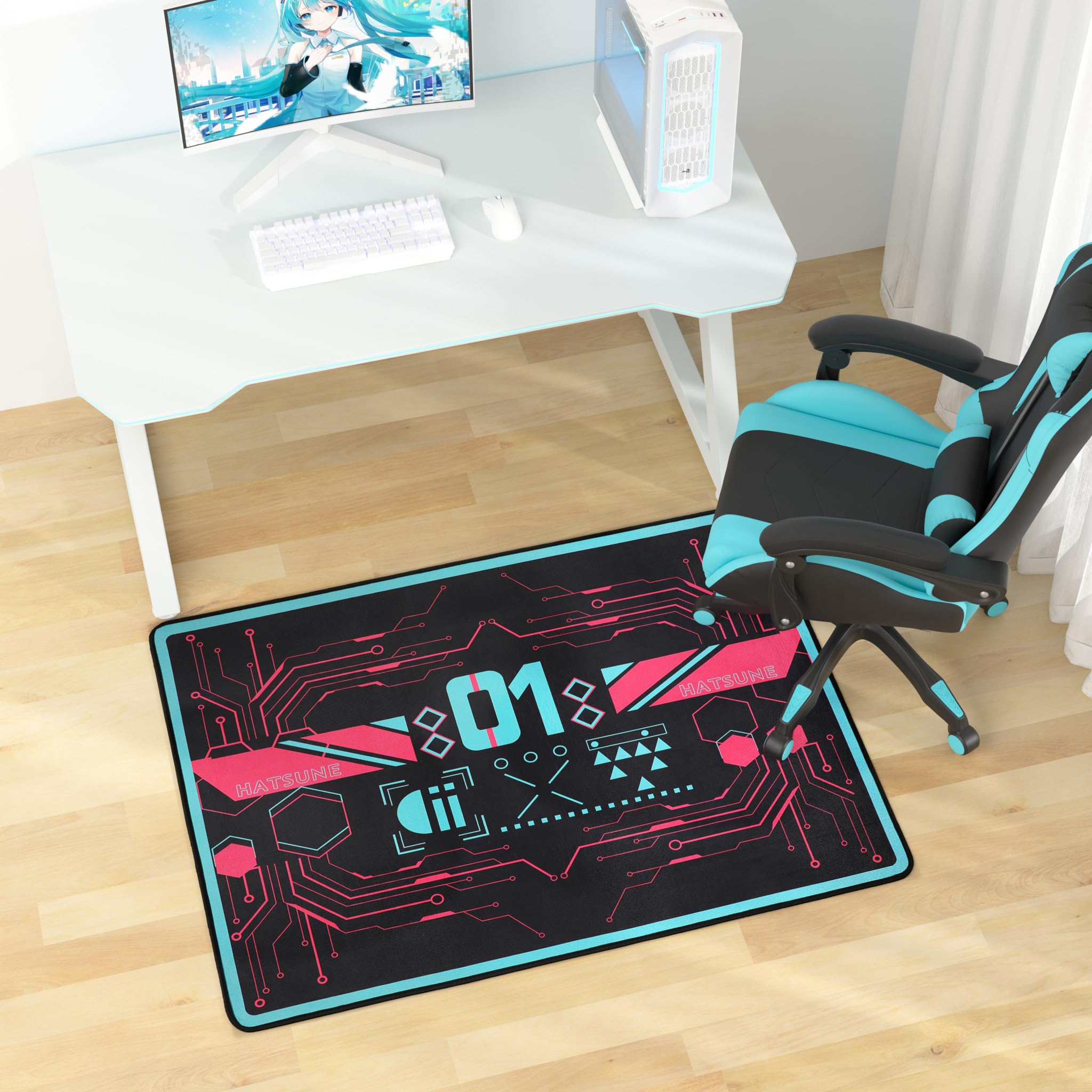 Floor Mat for Hatsune Miku - 35" × 47" Office Chair Mat for Miku Fans