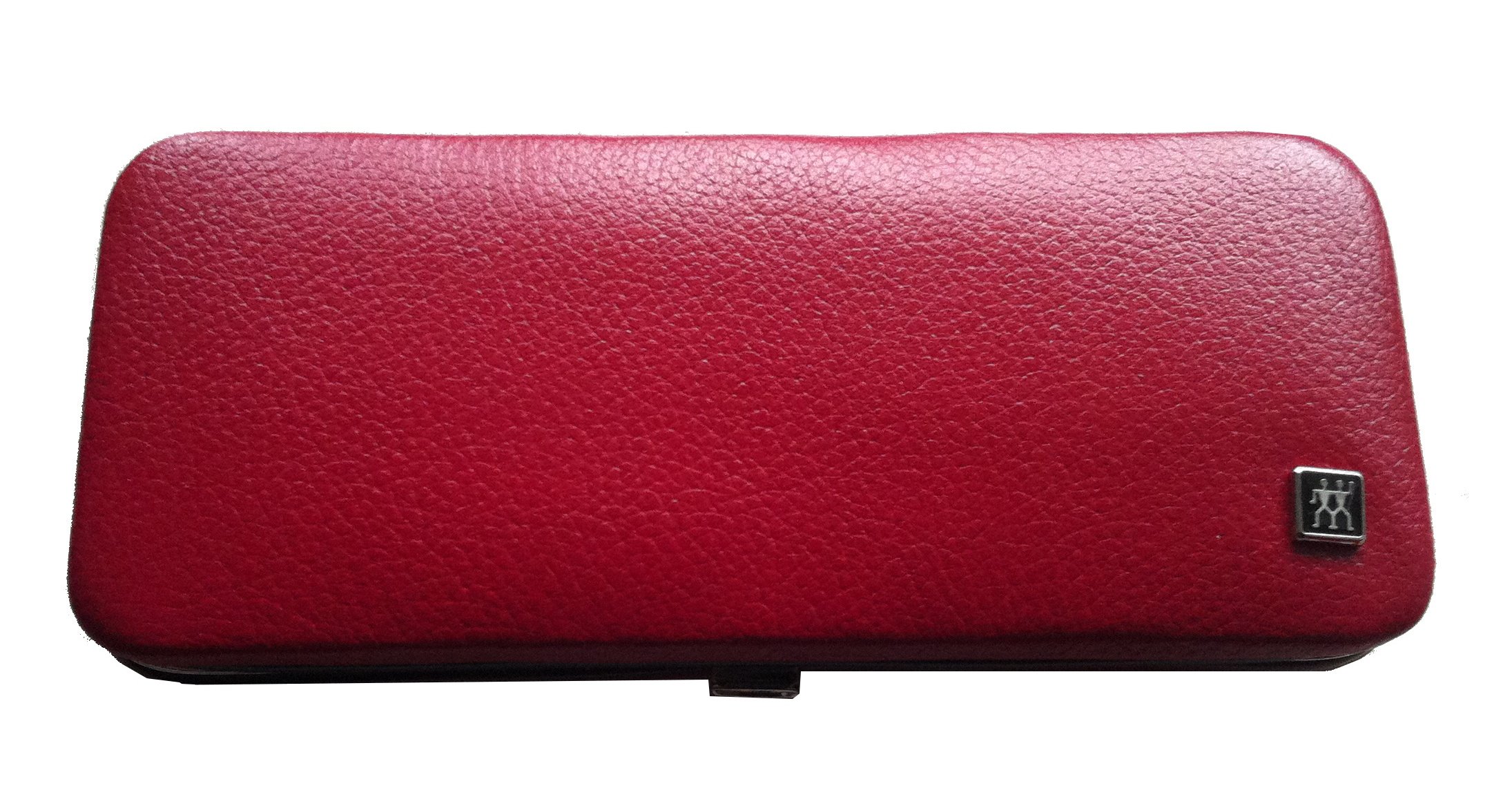 Zwilling 97457-035 Classic Inox Manicure-Etui (5-teilig), Leder-Rahmen-Etui (rot), Instrumente vernickelt