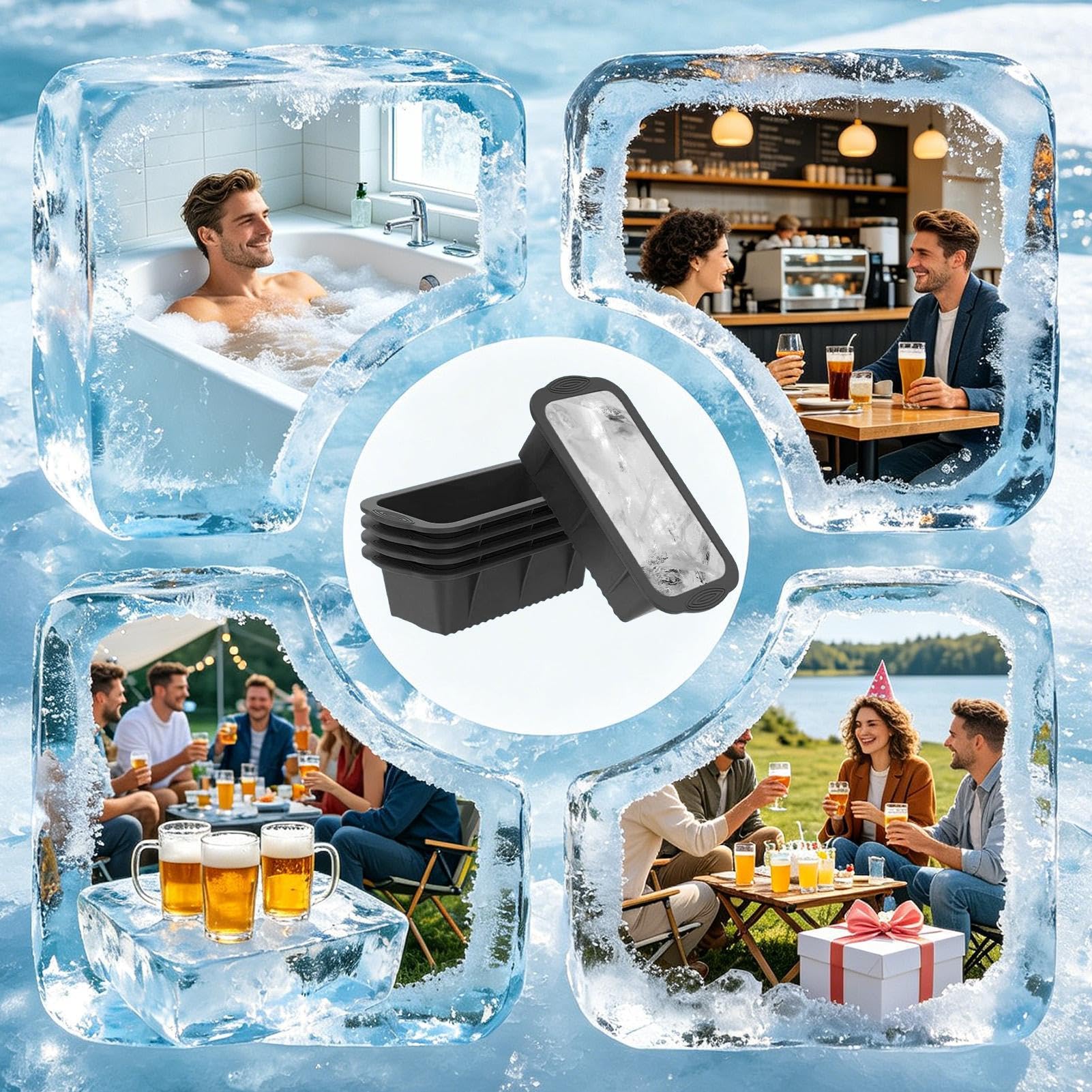 Molde de hielo para piscinas de agua fría, 5 unidades grandes para el
