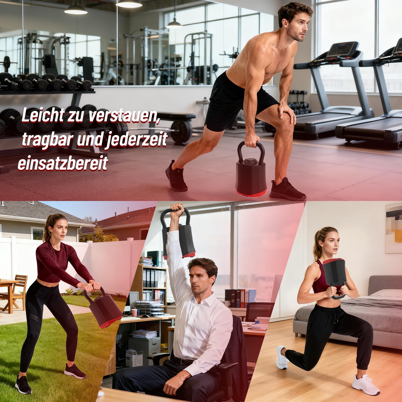 HXD-ERGO Verstellbare Kettlebell 6-in-1 (3–18 kg), Schnellwechsel-Gewicht, Breiter Griff, Kompakte Kugelhantel für Zuhause & Home Gym Training