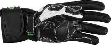 XLS Leather Motorcycle Gloves with Protectors in Kawa Green (L)