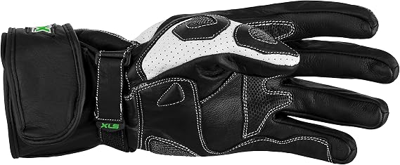 XLS Leather Motorcycle Gloves with Protectors in Kawa Green (L)