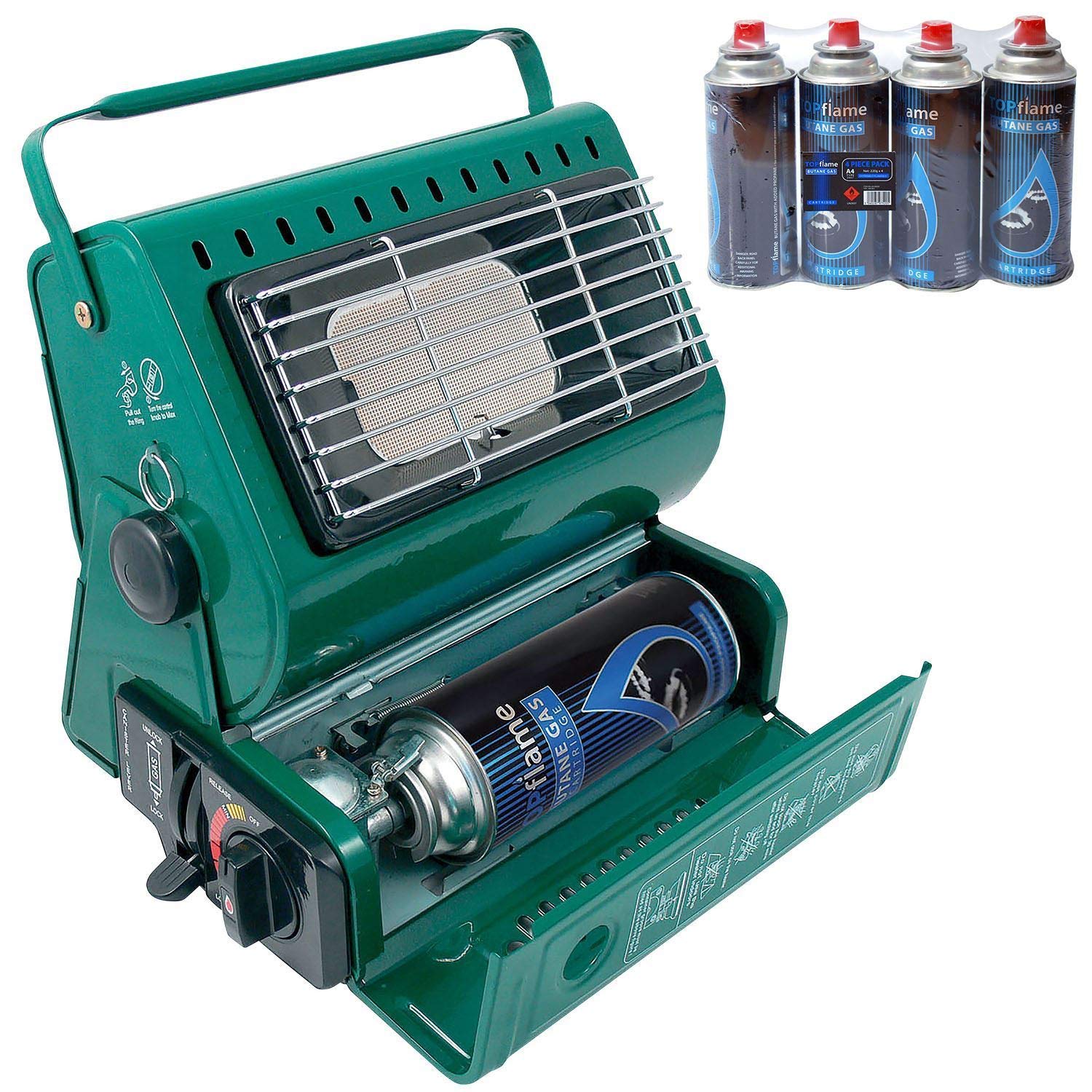 Thrink 1.3Kw Butane Gas Portable Heater | Compact & Lightweight | Temperature Control & Built-In Ignition | Swivel Body | 1.3Kw Output Ceramic Burner | Ideal For Camping Size 1