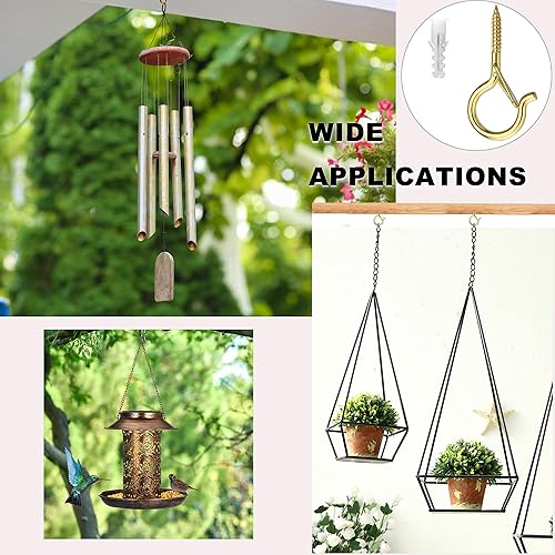 Miniatura 38 de PlusRoc Paquete de 20 ganchos de tornillo para colgar plantas al aire libre, resistentes de 2.2 pulgadas, gancho de ojo negro, gancho de techo