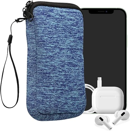 Miniatura 33 de kwmobile Bolsa de neopreno para teléfono tamaño XL - 6.7/6.8 pulgadas - Funda universal para celular con cremallera, correa para la muñeca, amarillo