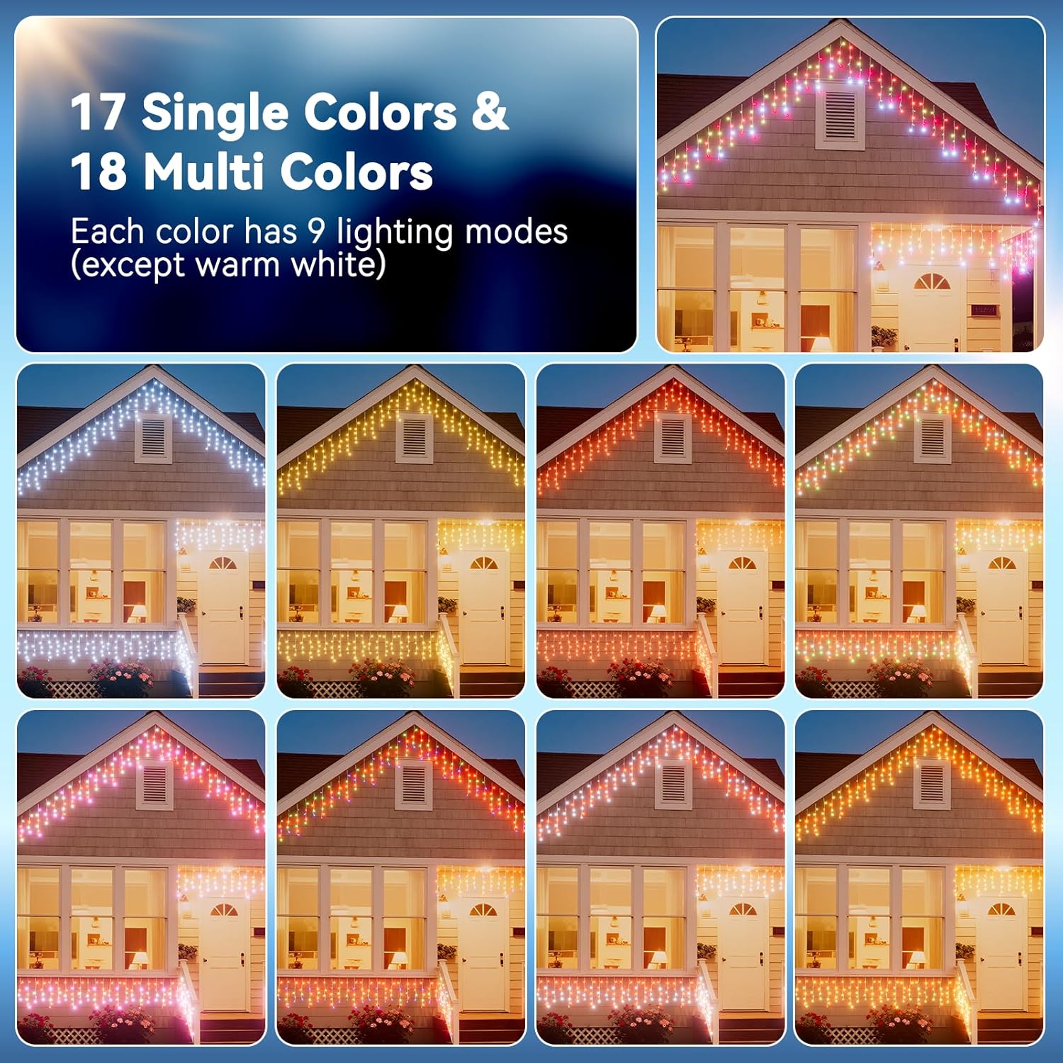 LitHome 38FT Color Changing Icicle Lights for Outside, 35 Colors Christmas Icicle Lights Outdoor with Remote Plug in, RGB Icicle Christmas Light Indoor Connectable for Holiday Roof Home Decor