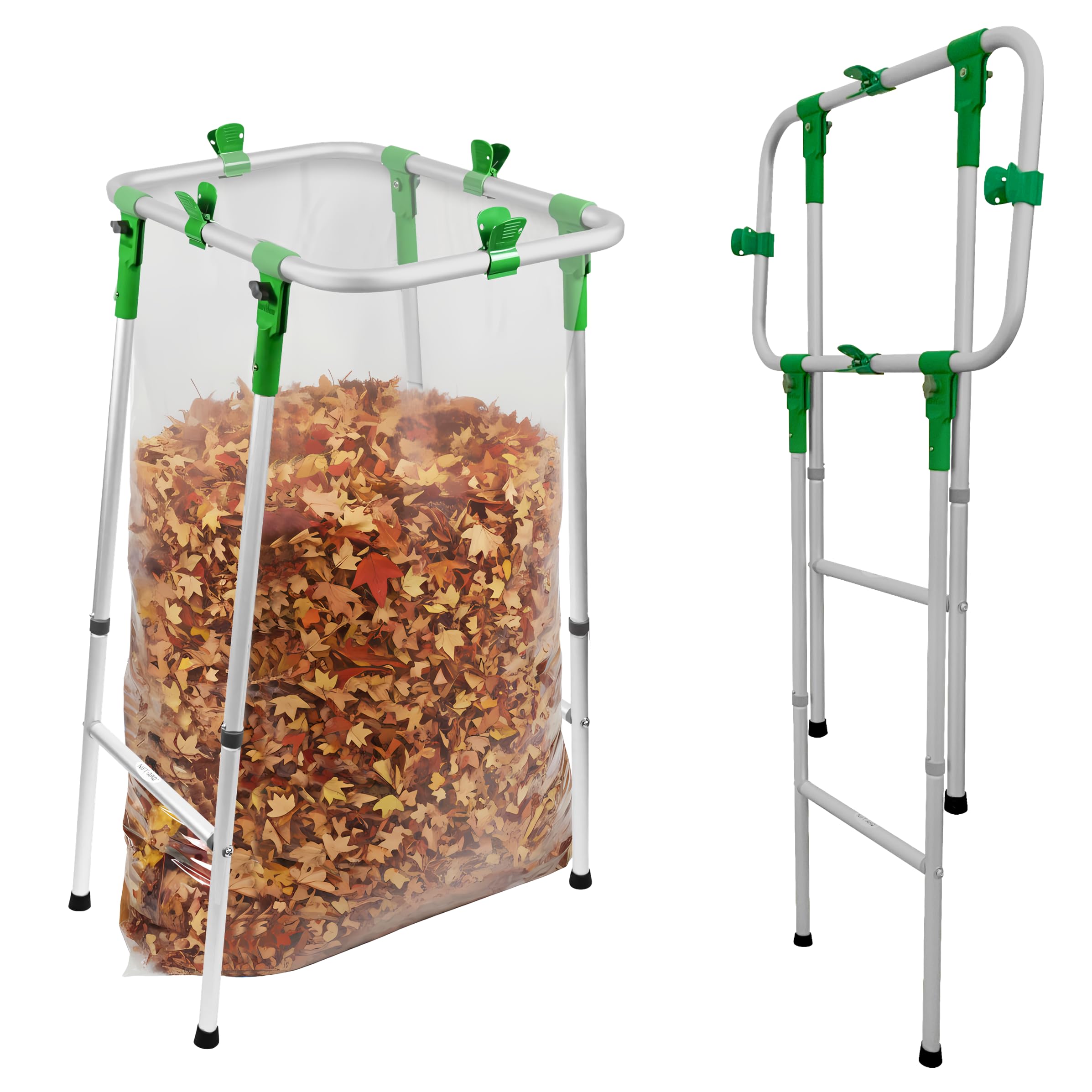 Adjustable & Foldable Leaf Bag Holder, for 33-55 Gallon Plastic & Paper Bags, No Tools Needed for Assembly, Works on Slopes, Trash Bag Stand, Yard & Lawn Cleanup, Gardening, Camping, Parties