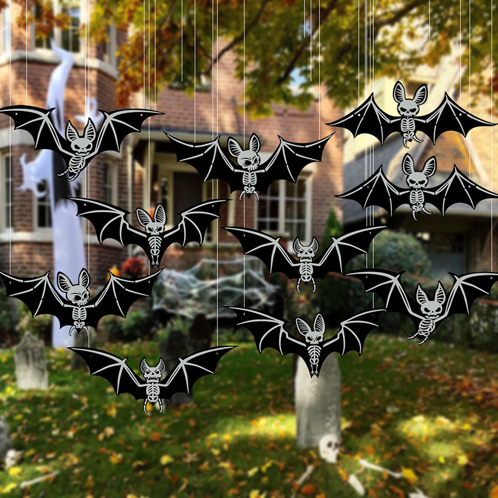 YceLon Halloween Fledermaus Deko - 10 Stück Mit Leuchtaugen Für Gruselige Party-Dekoration