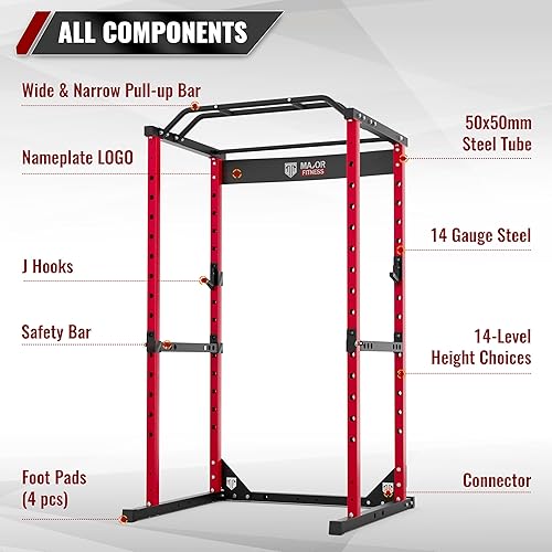 Miniatura 2 de Major Fitness - Jaula de potencia, Raptor F16, estante para sentadillas, todo en uno, capacidad de 1200 libras, con accesorio para gimnasio en casa,