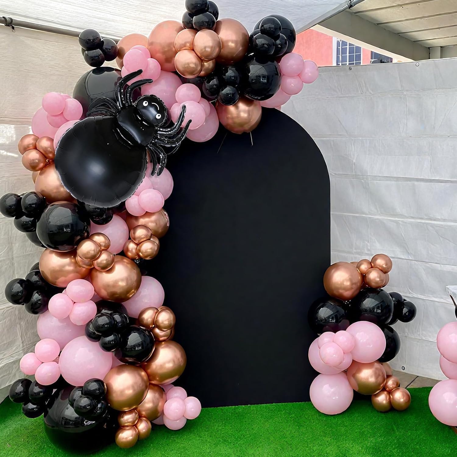 Halloween Balloon Arch Garland Kit, Black Pink Rose Gold Spider Foil Balloons with 3D Bat Stickers and Spider Webs for Girls Halloween Party Spooky Birthday Day Party Decorations - Image 5