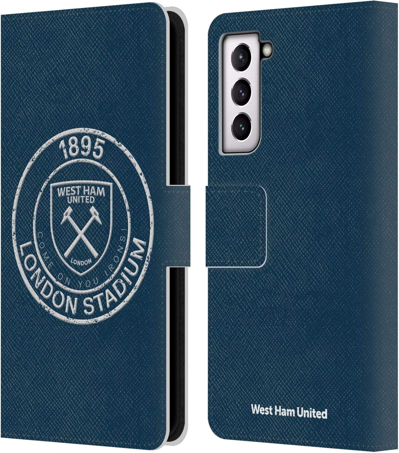 Head Case Designs Officially Licensed West Ham United FC London Crest Graphics Leather Wallet Case Compatible with Samsung Galaxy S21 5G