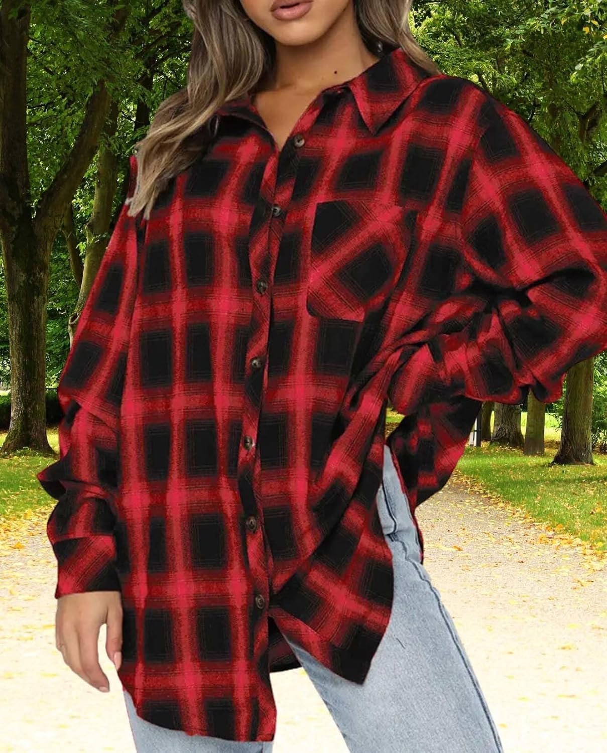 Womens Button Down Shirt Jacket Enhance Your Fashion Taste Long Sleeve Plaid Pullover Business Casual Jacket - Image 2