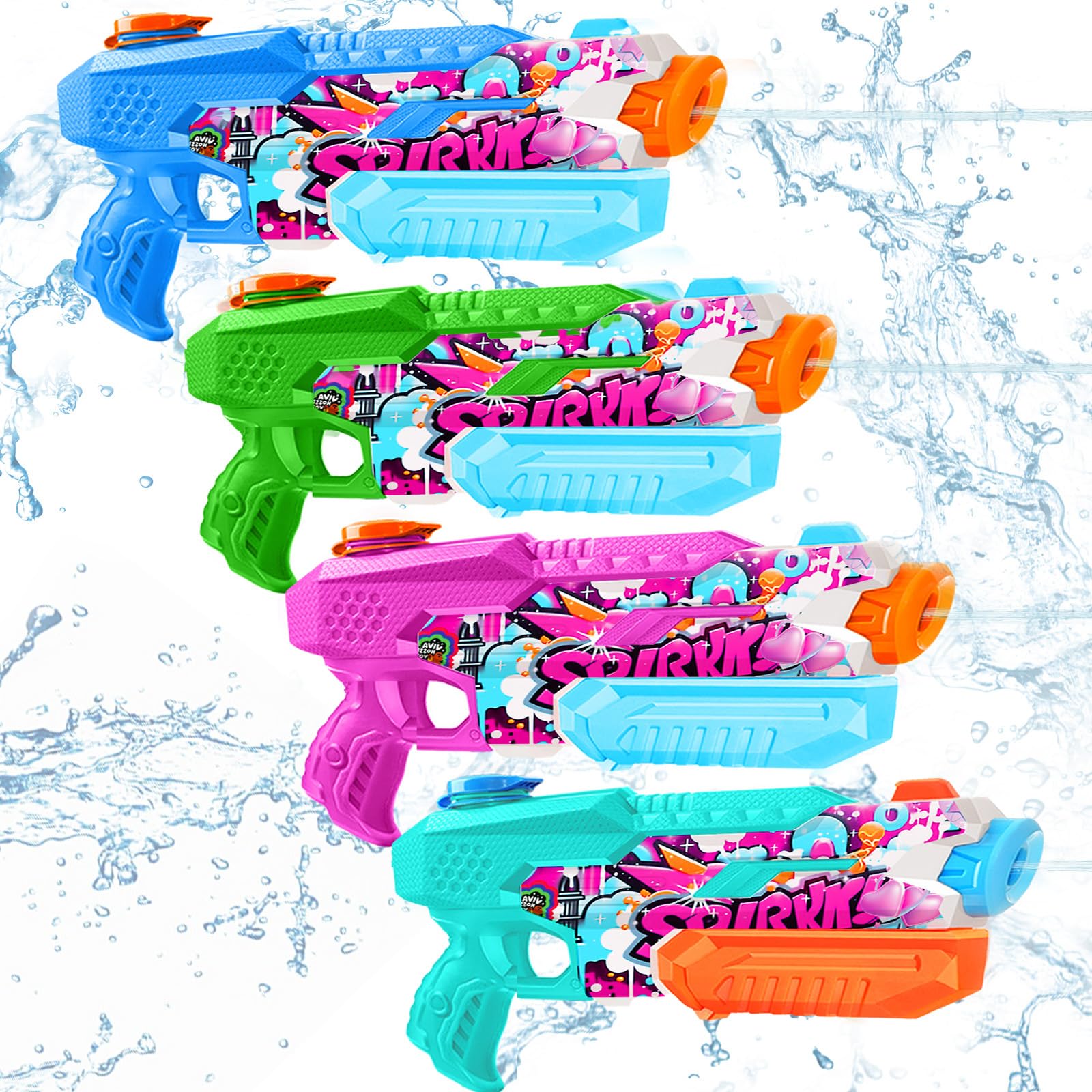 Water Gun for Adults Kids: 600CC 4 Pack Squirt Blasters Super Water Guns for Adults Kids,Water Gun Outdoor Toys High Capacity Summer Soaker for