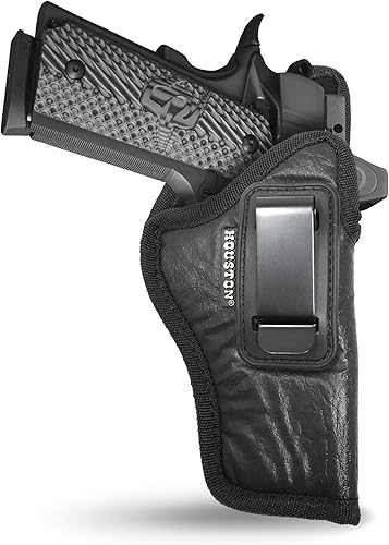 IWB - Funda óptica para pistola de Houston, material suave de cuero ecológico para transporte oculto, interior de gamuza para máxima protección, se