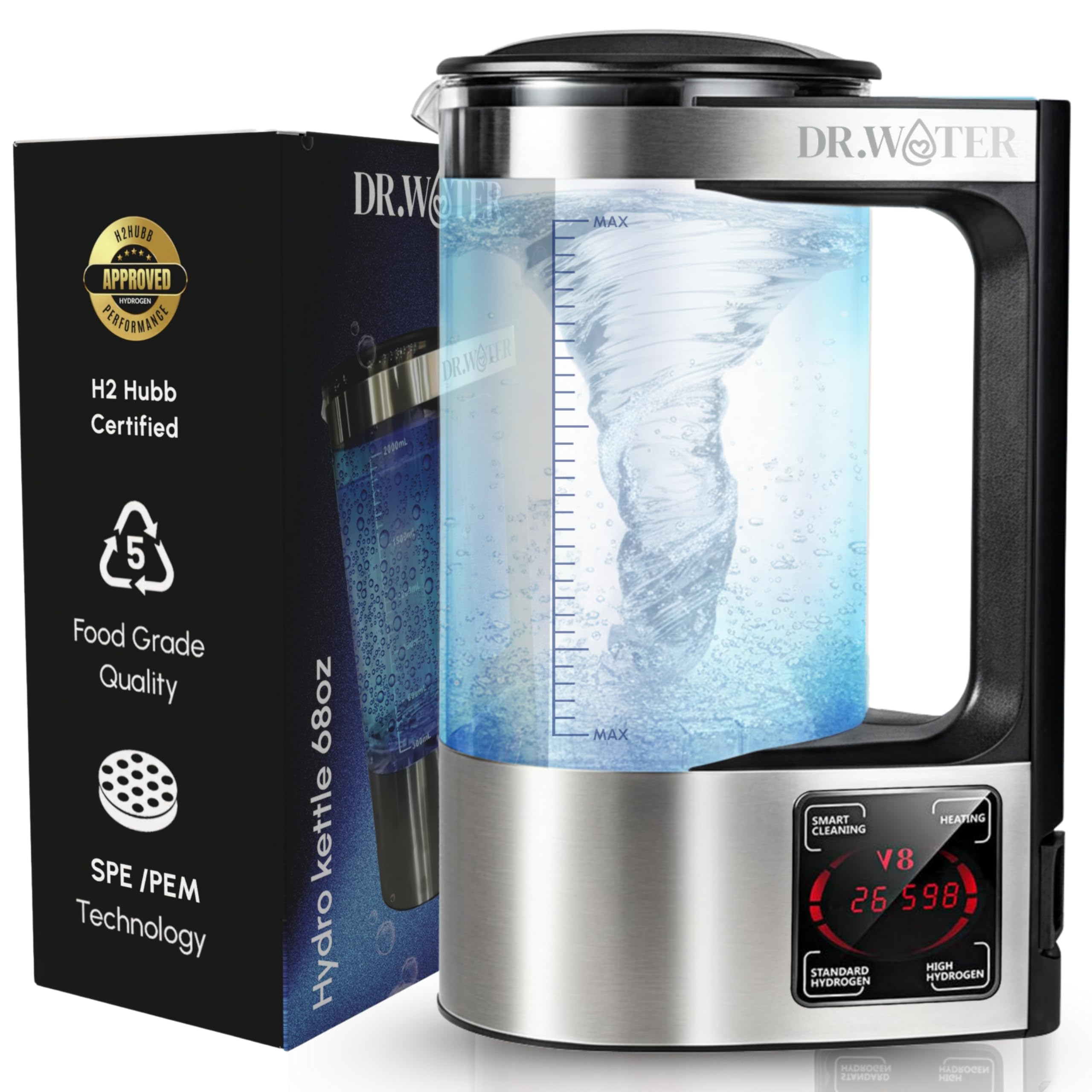 Dr.Water Hydrogen Water Bottle | 3X More Hydrogen (68oz