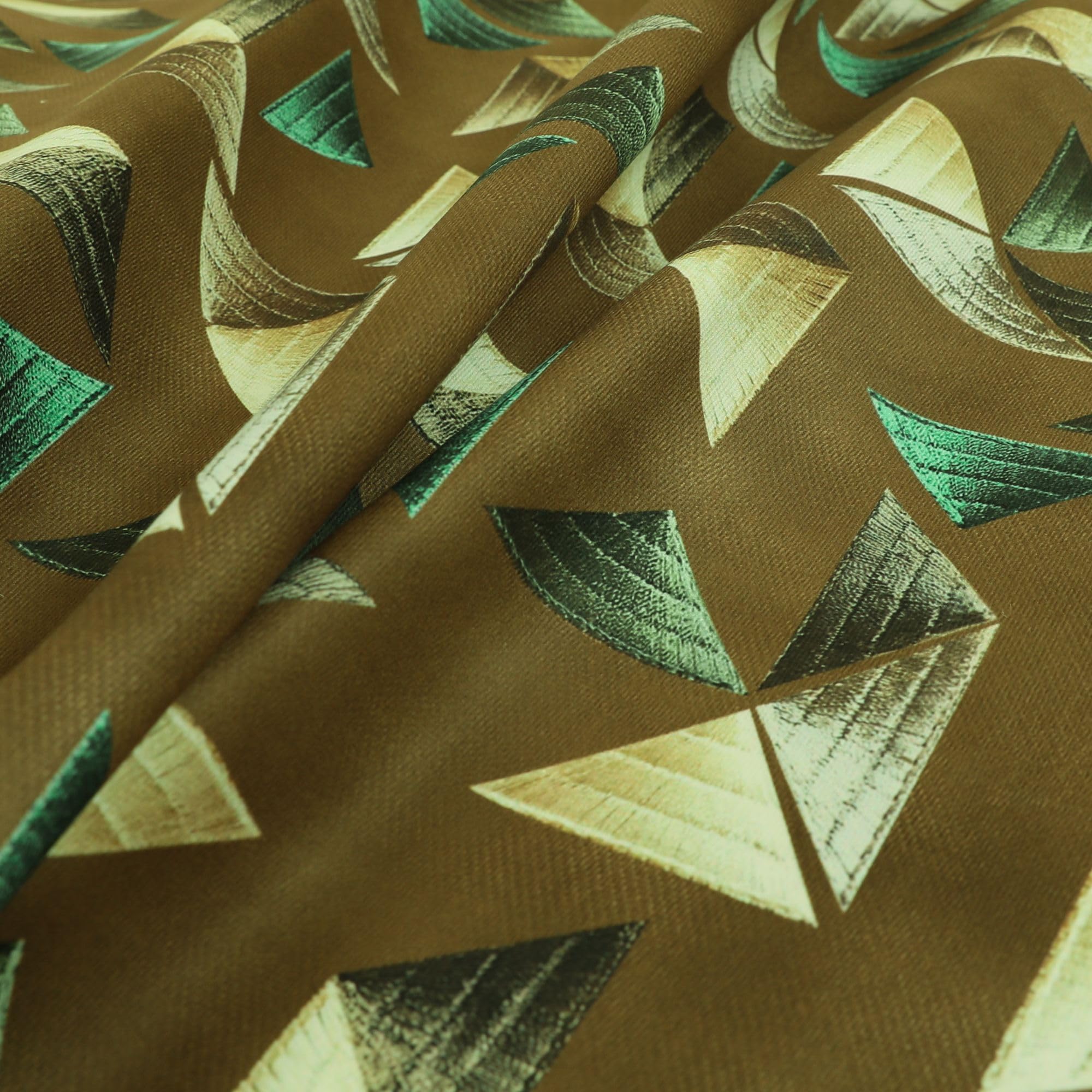 Redbrick Mill Fabrics Flame Retardant Full Brown Colour Pyramid Geometric Pattern Velour Velvet Upholstery Fabrics (Per Metre) — image 1