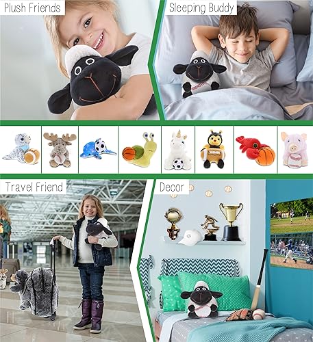 Miniatura 4 de DolliBu Animal de peluche de oveja de nariz negra con felpa de béisbol, oveja suave y abrazable, adorable juguete de peluche para jugar, lindo