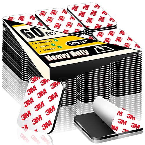60 almohadillas adhesivas fuertes de doble cara, hechas de 3M, cinta de espuma adhesiva cuadrada de alta resistencia para pared de decoración de