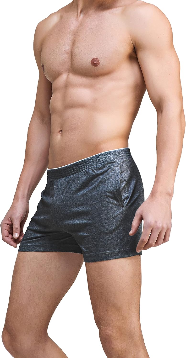 Linemoon Men's Solid Cotton Sleep Bottoms Fashion Simple Active Shorts - Image 3