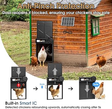 Automatic Chicken Coop Door Solar Powered with Remote Control, Timer