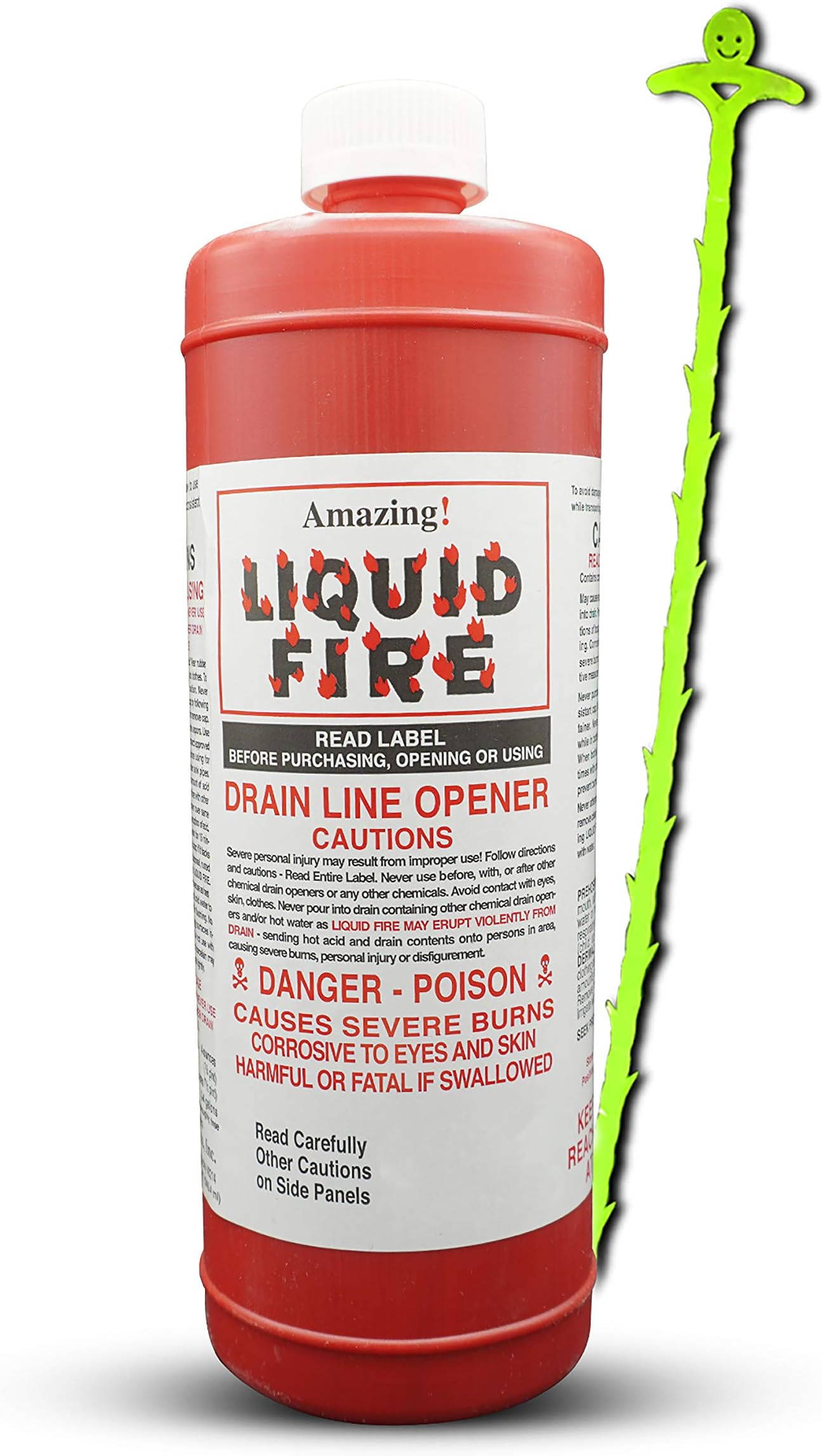 Liquid Fire Drain Opener 32 Ounce with Centaurus AZ Drain Snake for Commercial Use, Most Powerful, Effective and Works Faster, Clear Clogs from Sinks, Tubs, Shower Stalls, Septic Tanks and Laterals