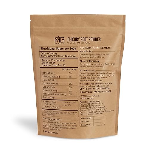 Miniatura 2 de MB Herbals Polvo de raíz de achicoria instantánea de 8.01oz (0.5 libras8 onzas), tostado y granulado, sin gluten, rica fuente de fibra de inulina