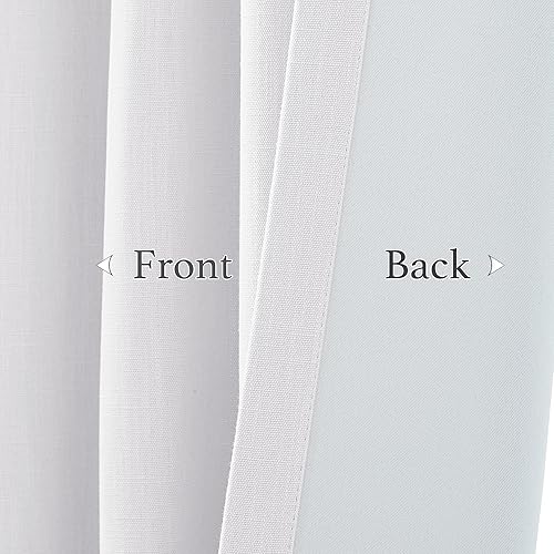 Miniatura 5 de RYB HOME Cortinas blancas de lino sintético de 96 pulgadas de largo, cortinas opacas gruesas con protección UV, modernas y elegantes para el hogar,