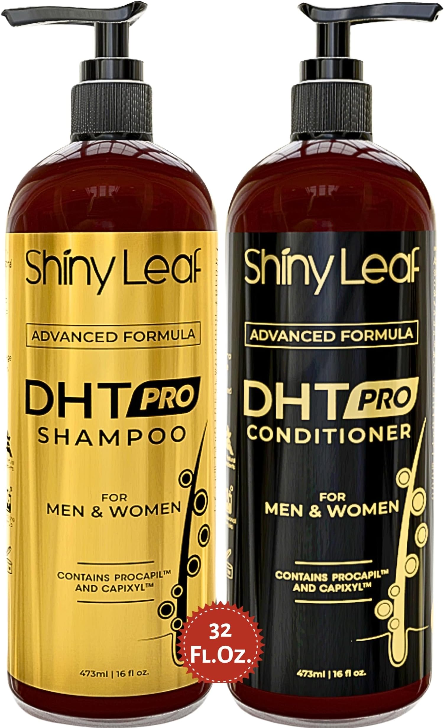 DHT Pro Shampoo and Conditioner Advanced Formula with Procapil and Capixyl, DHT Blockers and Natural Extracts, Hair Loss Solution for Men and Women, Stimulates Follicles, Prevents Thinning Hair