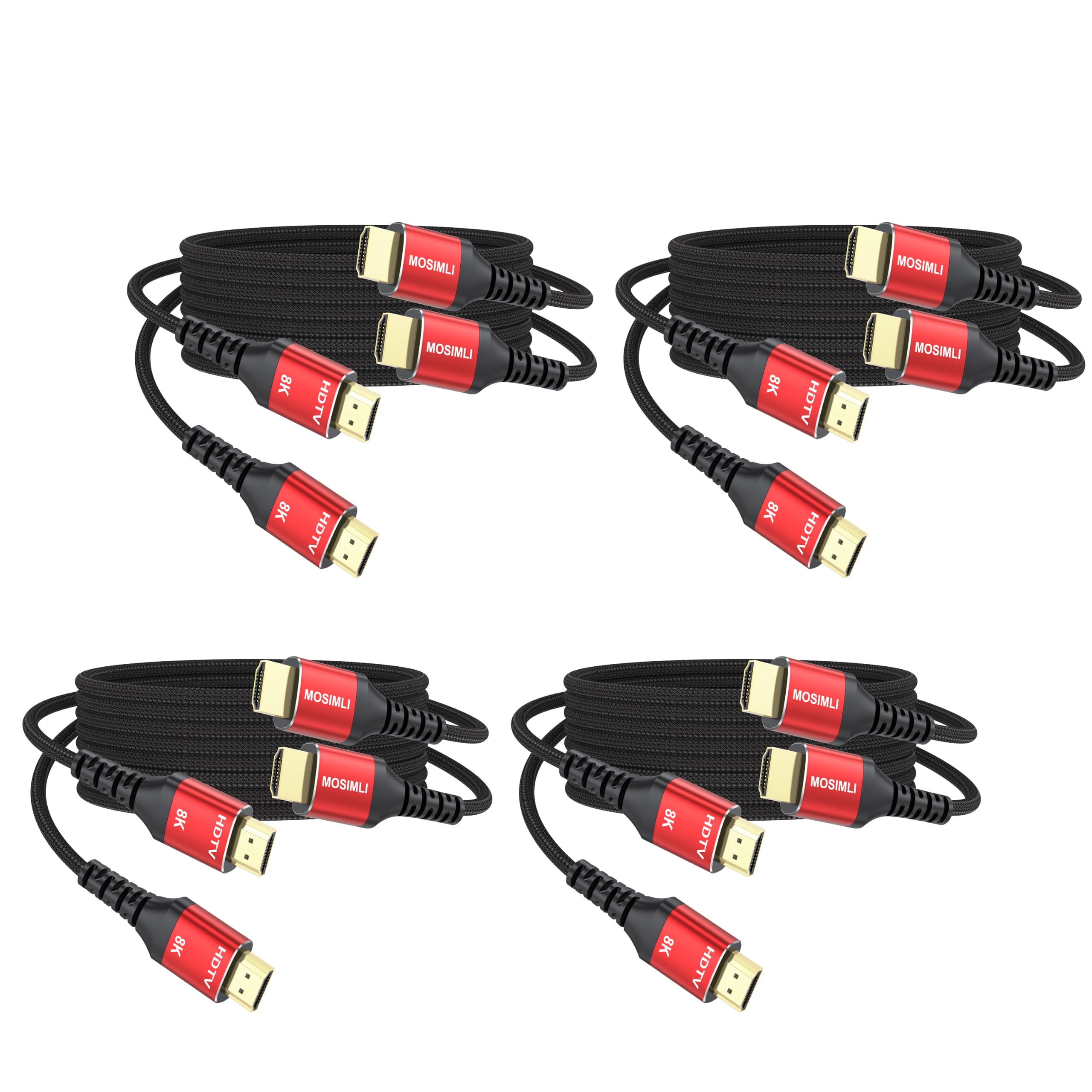 Cavo HDMI 2.1 da 8 K, 1,8 m, 48 Gbps, cavo HDMI 2.1 versatile, in alluminio rosso, supporta 4K a 120 Hz, 8K a 60 Hz, HDR10+, eARC, per TV, monitor, Roku, PS5/4/3, Xbox, proiettore