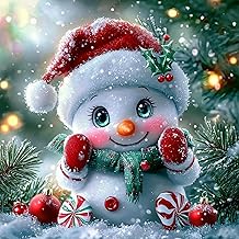 MAXBYE 5D DIY Christmas Diamond Painting Kits, Diamond Painting for Adults, Beginners, Snowman Diamond Art Kits Rhinestone Cross Stitch Crystal Painting for Home Christmas Decor 30 x 40 cm