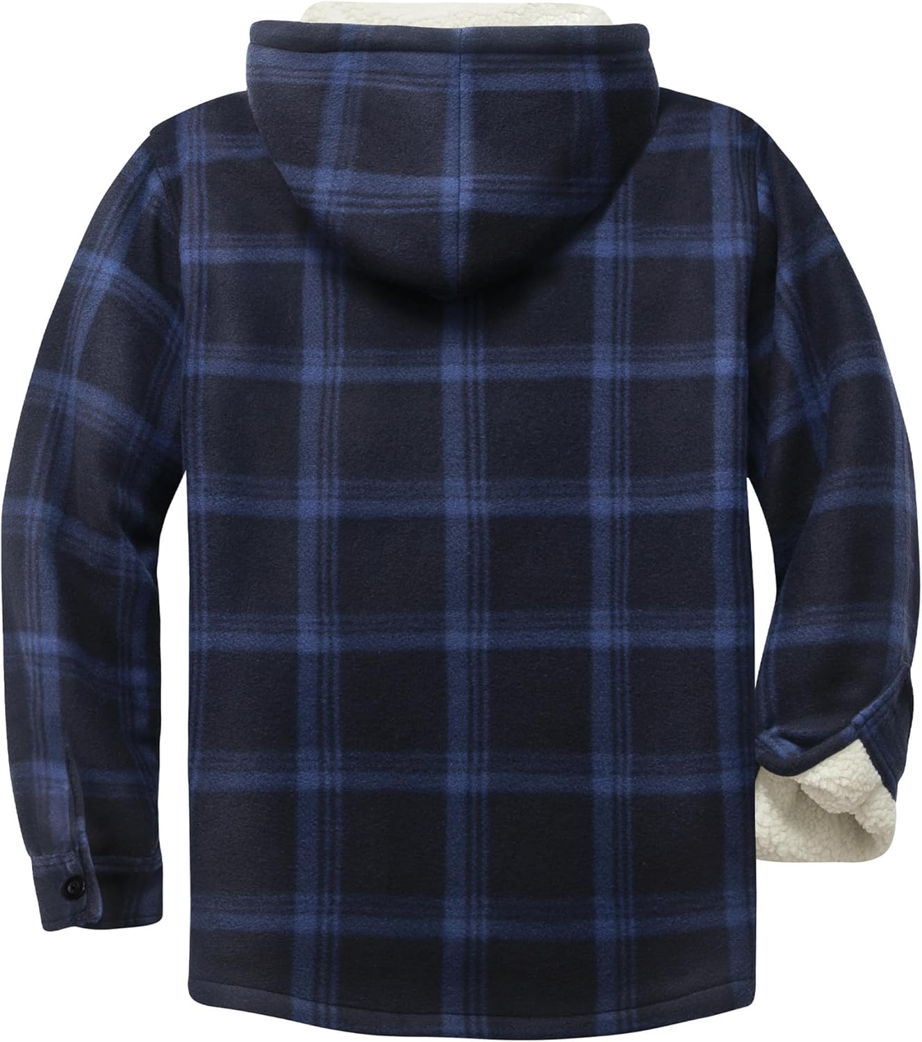 Mens Flannel Hoodie Jacket Fleece Lined Flannel Shirt Plaid Zip Up Sherpa Hooded Sweatshirt Warm Winter Coat - Image 6