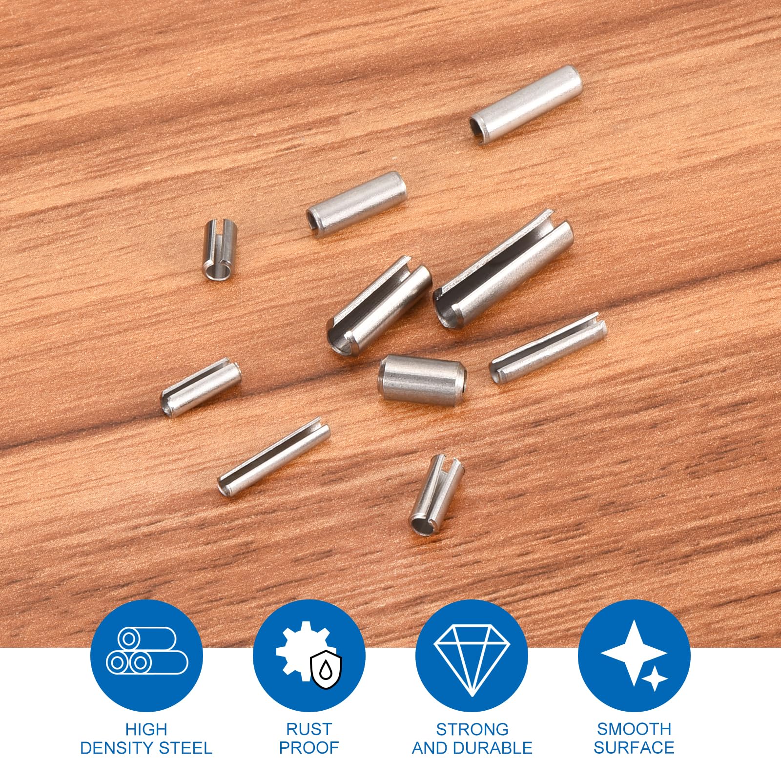 M4 X 25mm Slotted Spring Pins – 304 Stainless Steel, 50-Pack, Plain Finish, For Rotating Shafts & Positioning