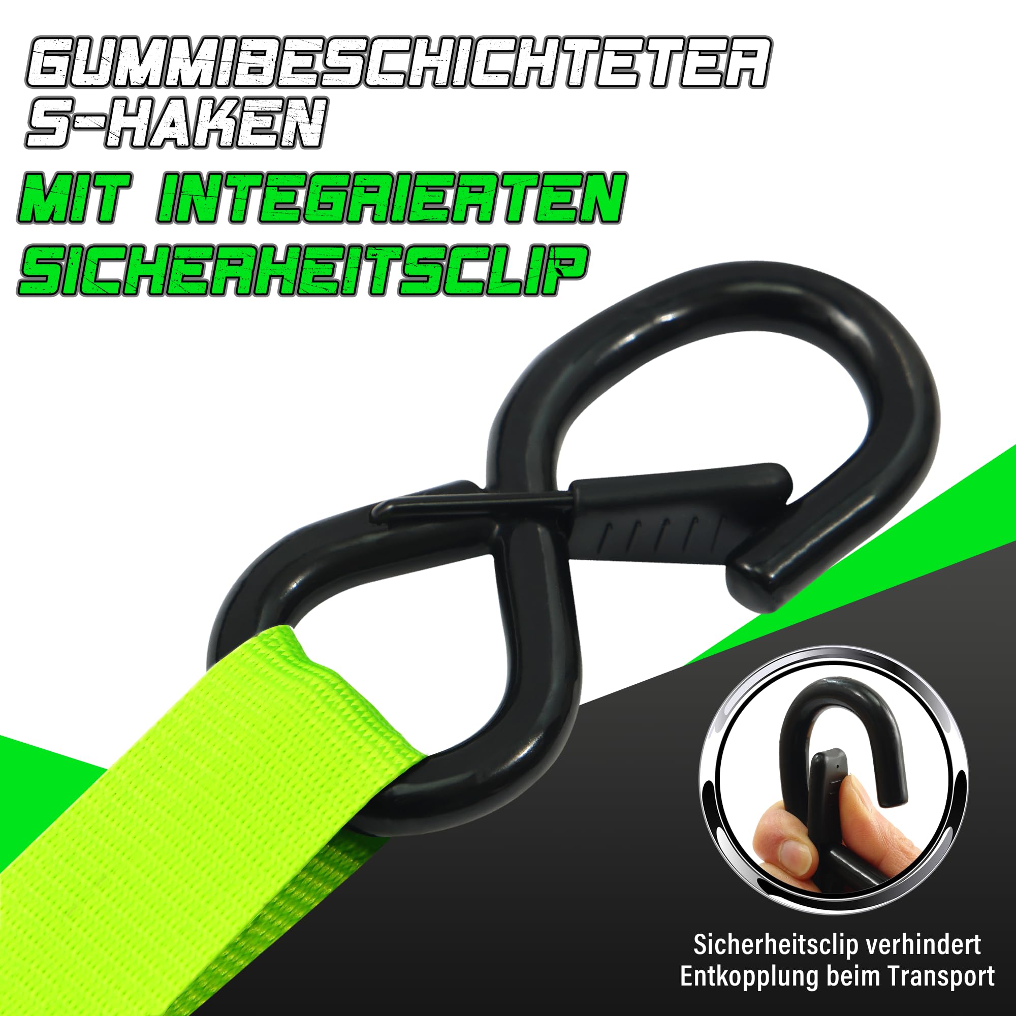 StarLeaparts 4 Stück Automatik Spanngurt mit S Haken, Automatischer Spanngurtaufroller 3,6 m x 25mm, 340KG/680KG, Einziehbare Spanngurte mit Ratsche für Motorrad, Kajak und LKW, Grün