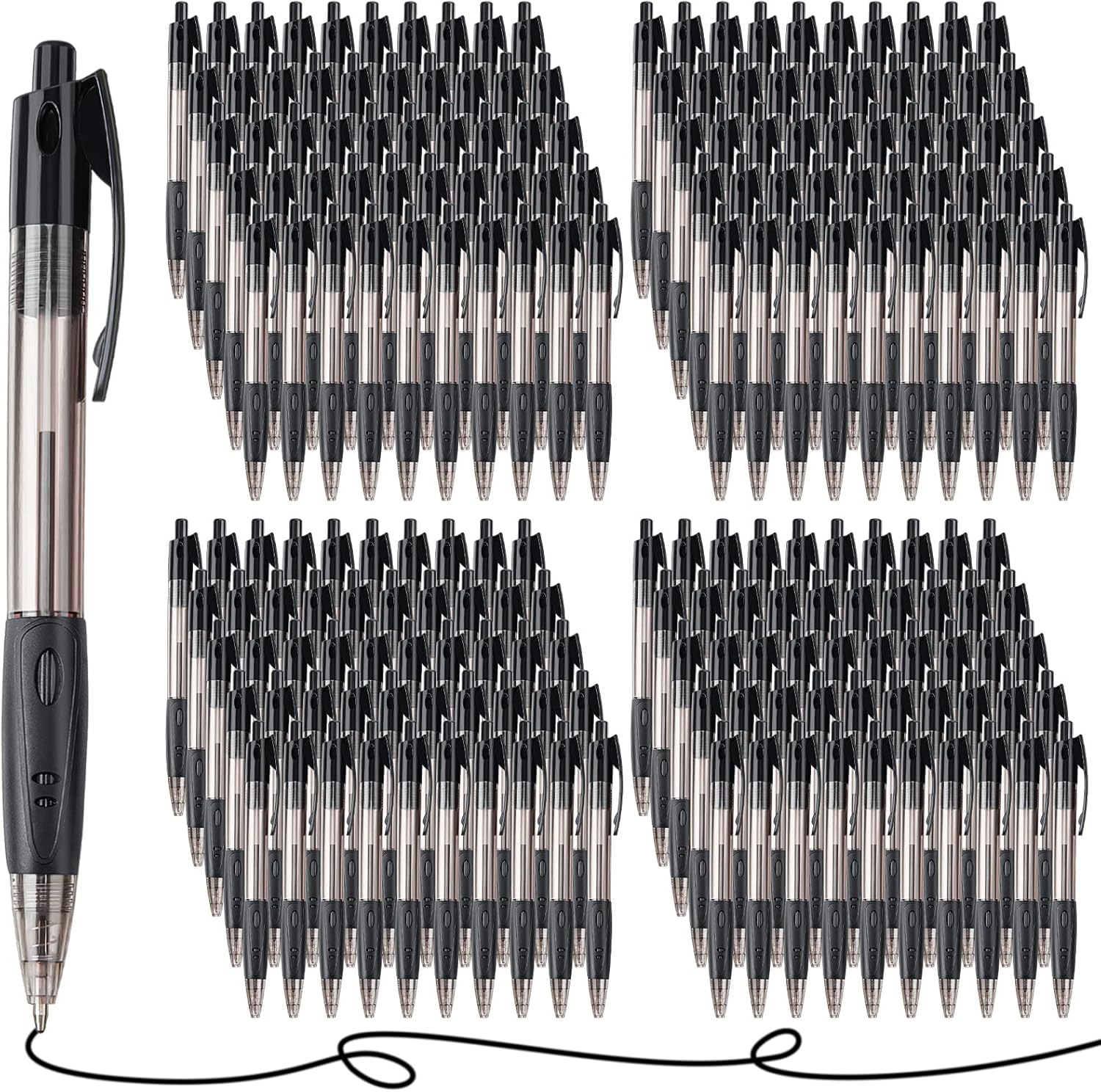 Nuanchu 200 Pcs Retractable Ballpoint Pen Medium Point 1.0mm Black Gel Pens Long Lasting Writing Pens for Office University College School Everyday Use