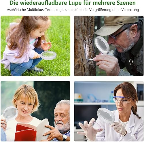 Miniatura 7 de Lupa con luz, lupa LED para leer, lupa recargable por USB con luz para trabajo cercano, 3 modos de lupa de joyeros para personas mayores, niños,