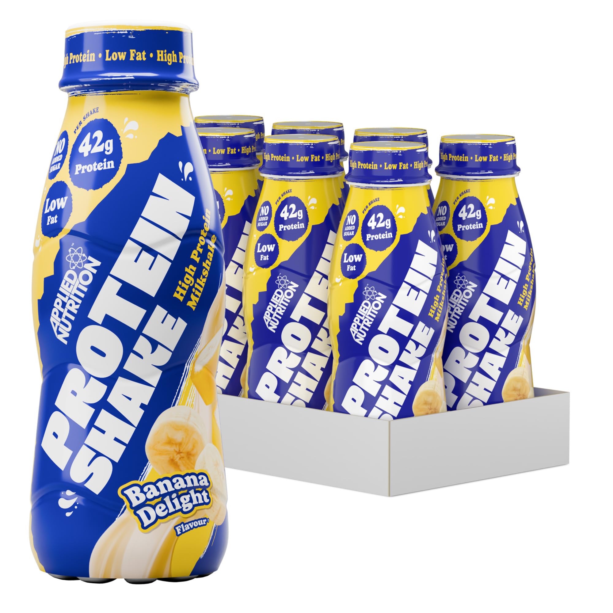Applied Nutrition Protein Shake Banane en Bouteille, Sans Matières Grasses, à Base de Concentré de Protéines de Lait, Pack de 8 x 500ml, 42g de Protéines