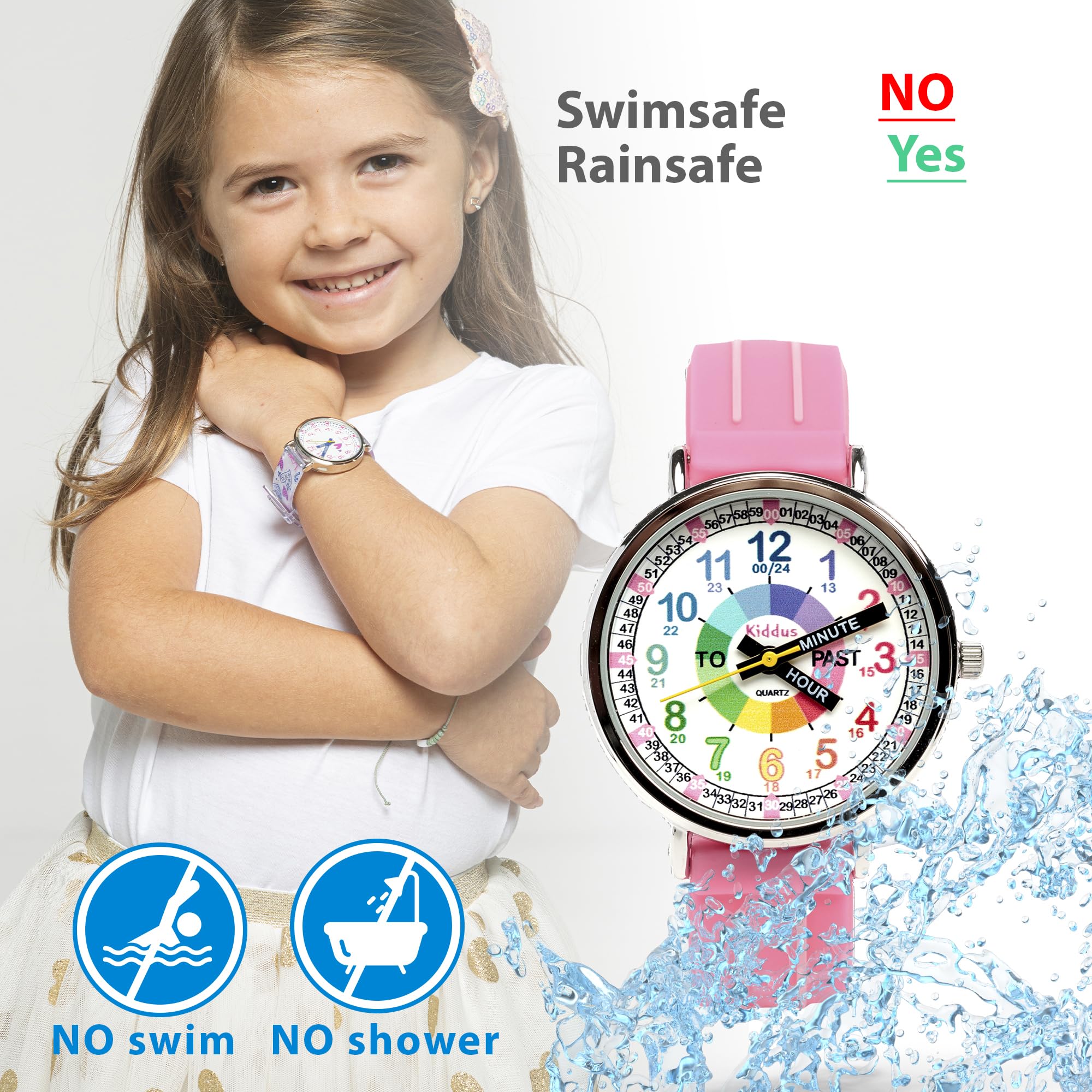 Kiddus Orologio Educativo per Bambino e Bambina dai 5 ai 10 Anni, Orologio Analogico Didattico per Imparare l'Ora, Movimento Giapponese
