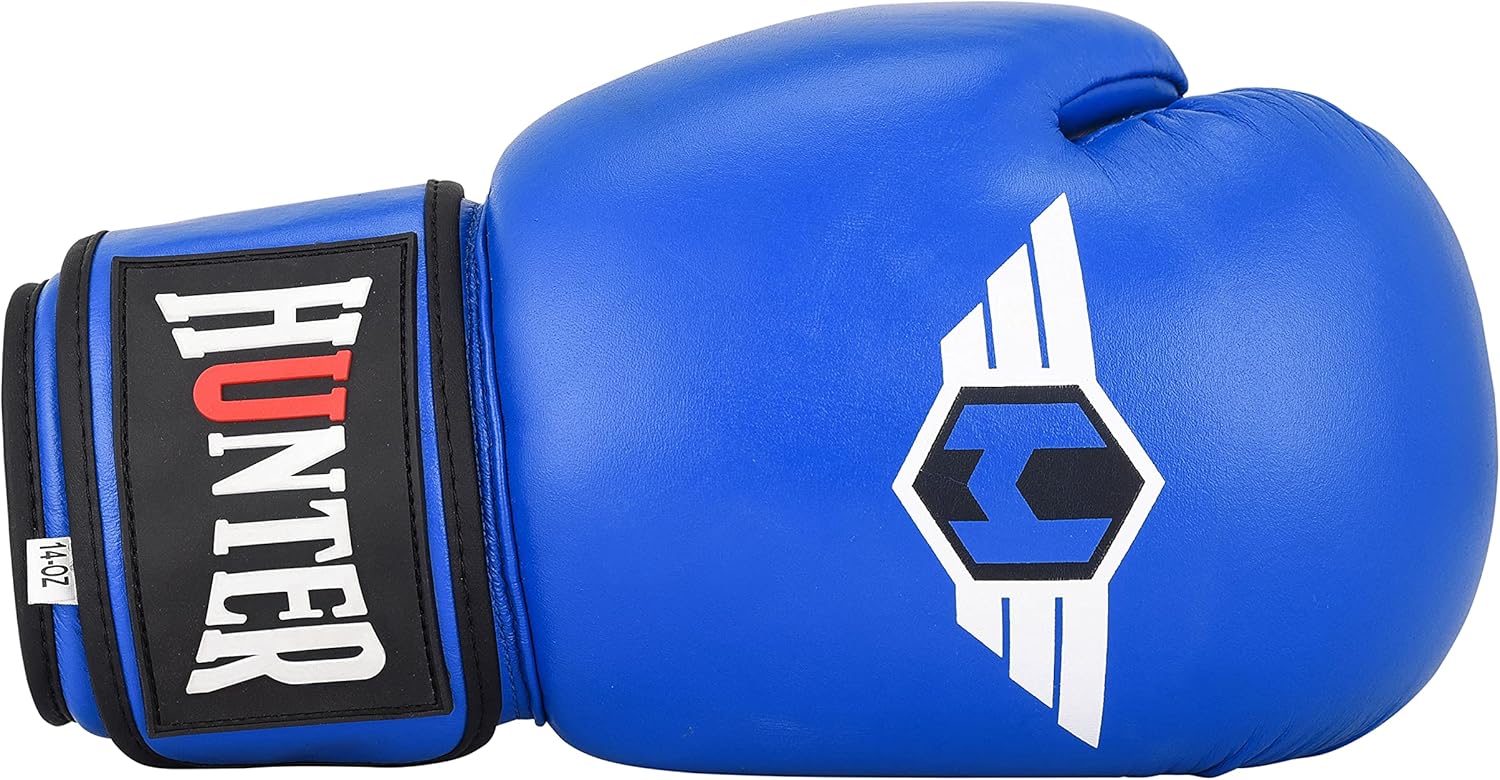 Hunter Boxing Gloves Muay Thai Training Professional Synthetic Leather Sparring Punching Bag Mitts Kickboxing Fighting (Blue, 12 OZ)… : Sports & Outdoors
