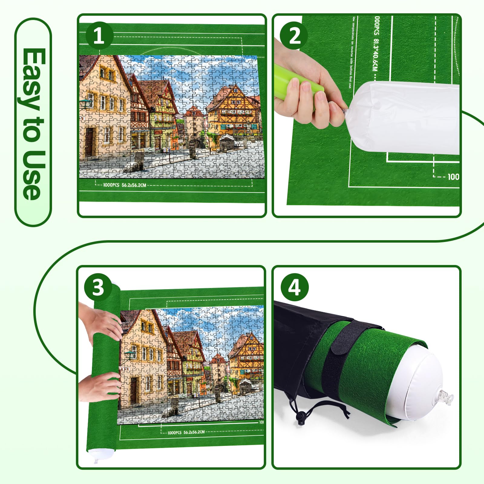 VFANDV Tappeto Puzzle in Feltro, Mat per 1500 1000 500 Pezzi Portatile, Accessori per Bambini e Adulti - 66 x 116 cm