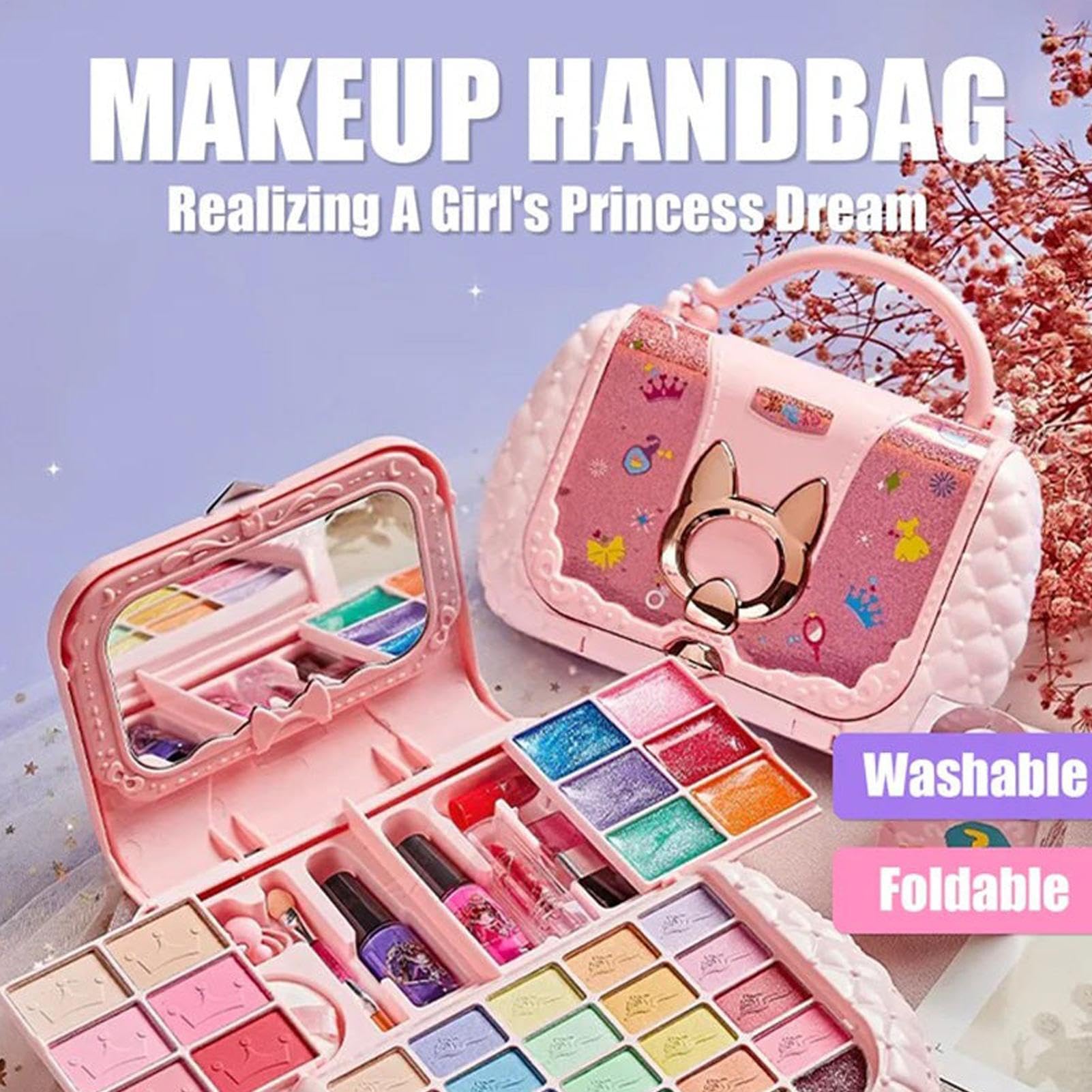 Trucchi Per Bambine set principessa lavabile sicuro atossico | Set Cosmetico Giocattolo Vero Lavabile Per Bambini Di Ruolo Travestimento Festa Salone Di Bellezza Cosmetico Glitter