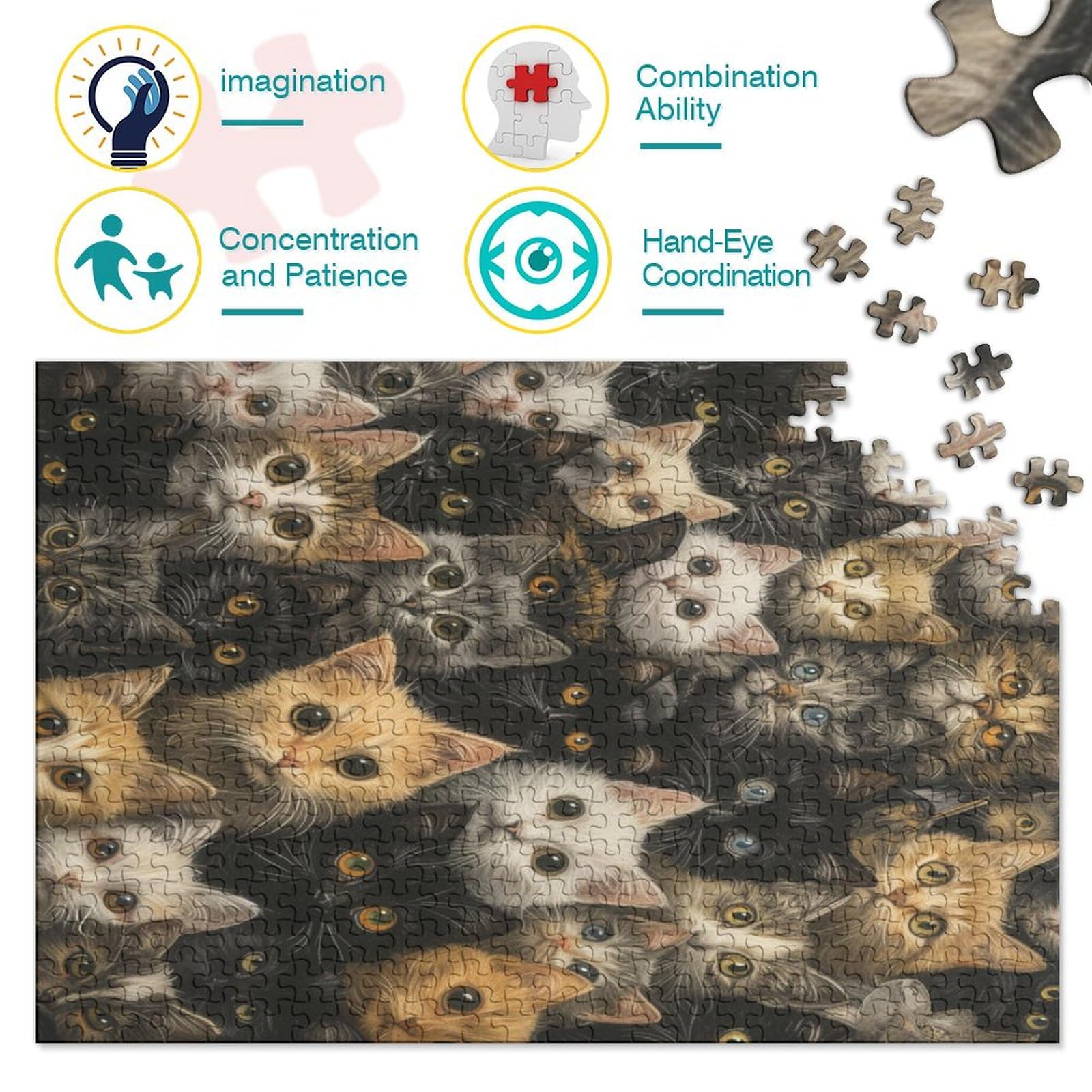 Cute Cat Puzzle 1000 Pezzi Puzzle Per Adulti Puzzle Di Legno Gioco Educativo Per Adulti Sfida Giocattolo Regalo Per Tutte Le Donne E Gli Uomini 1000pcs (75x50cm