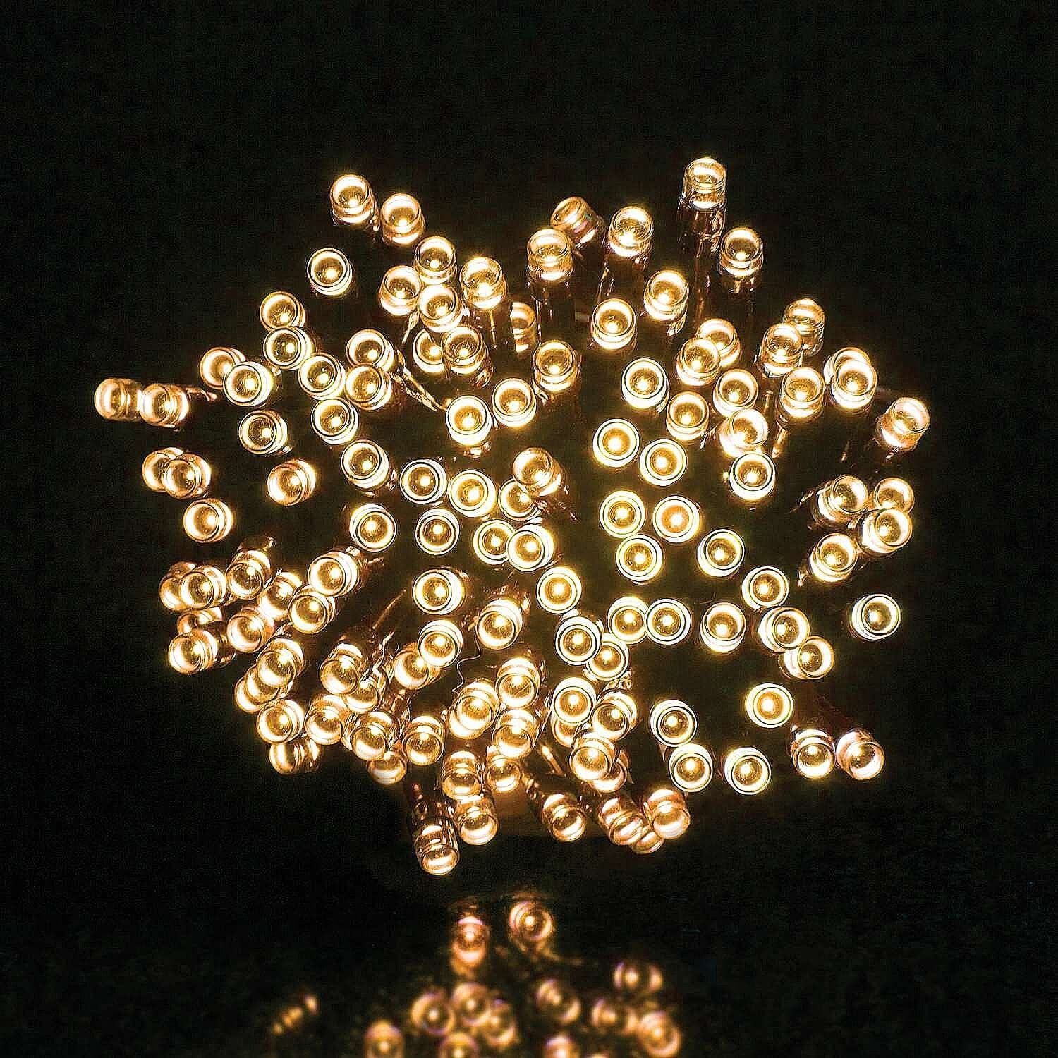 Coopers of Stortford - 200 LED Solar String Lights Warm White 21.9m - Outdoor Garden Fairy Lights with 8 Lighting Modes Weather Resistant