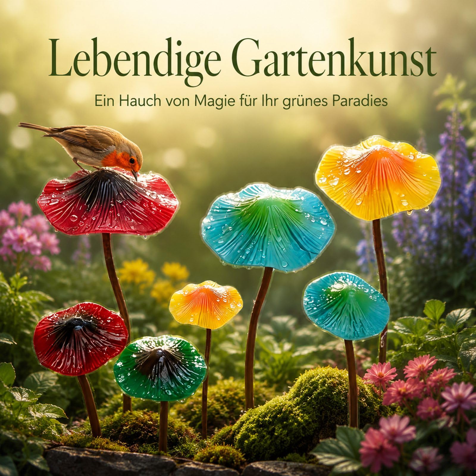 Pilz Deko Bunte Gartendeko für Draußen Wetterfest 8 Stück, Gartenstecker Rost Elfen Figuren Garten Töpfe Dekoration für Hof, Blumenbeet und Rasen (8 Stück)