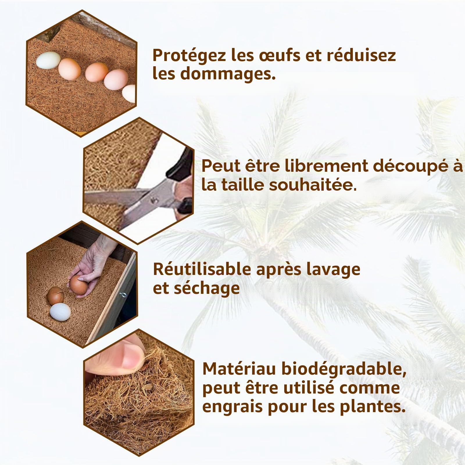Lot de 10 Tapis de Nichoir pour Poules, De Nid De Poule 30 x 30 cm Tapis De Nidification, de Nid de Ponte pour Poules, Tapiss De Sol pour Poulailler, Convient pour les l'élevage de Volailles